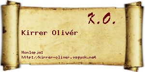 Kirrer Olivér névjegykártya